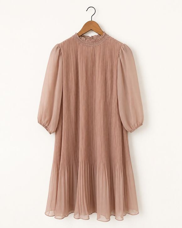 NANETTE Nanette Lepore Dresses & Skirts - Nanette Lepore Women’s Blush Pink Pleated Midi Dress Ruffle Neck Romantic Sz 8
